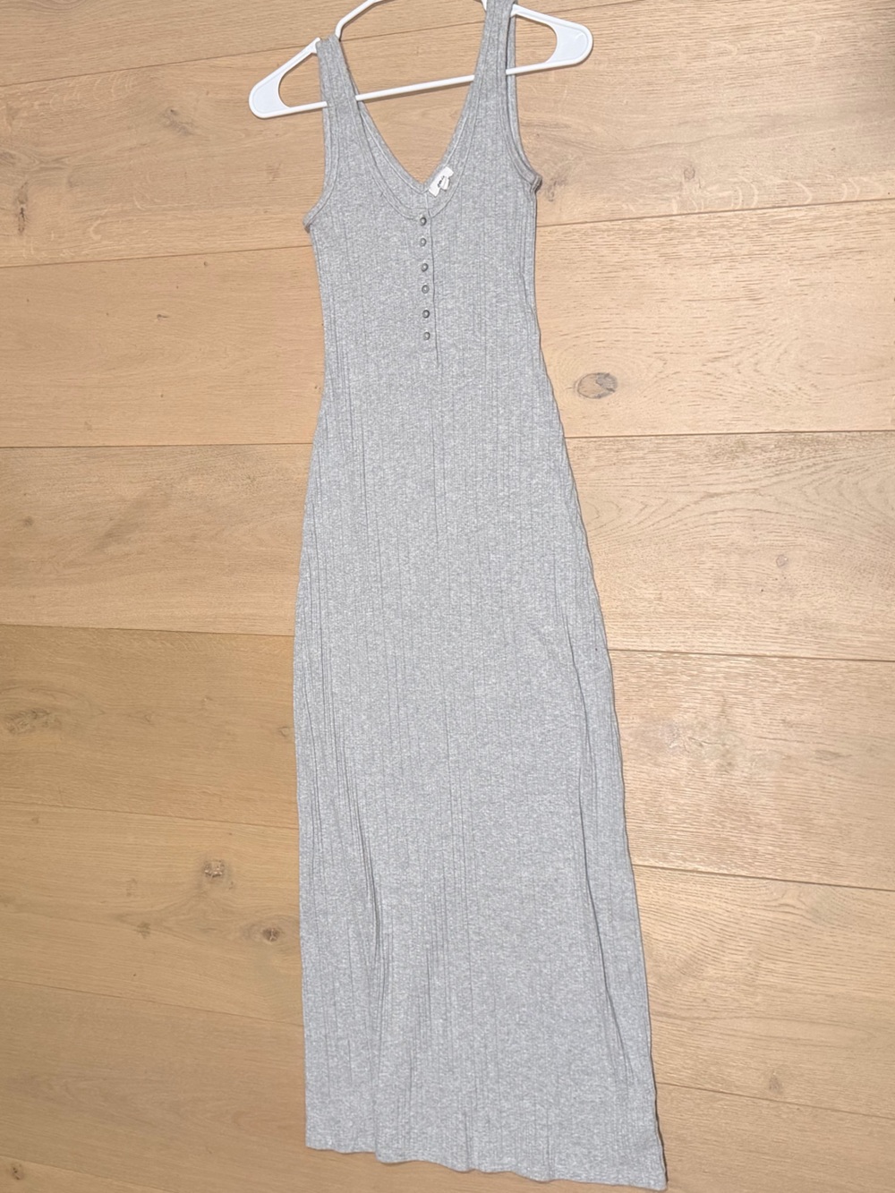 aerie Grey Ribbed Tank Maxi Dress
